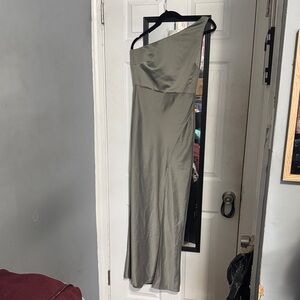 Chic One-Shoulder Forest Green Dress